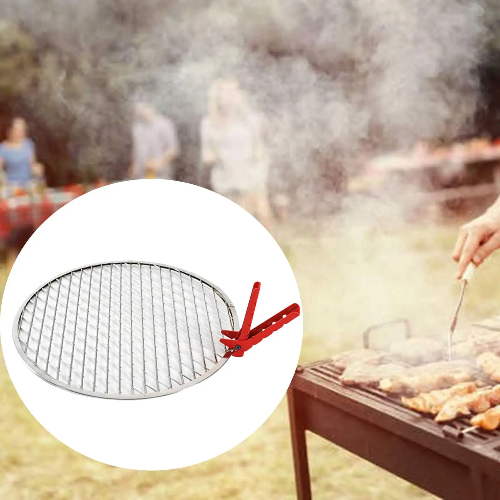 BBQ Grill Pan, Non Stick Roasting Barbecue Grill Pan, Round Grill Set for Indoor Outdoor Camping BBQ