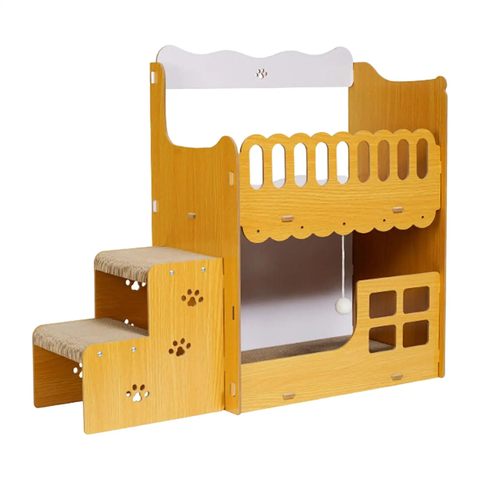 Cave Villa Scratching Board Interactive Play Toy Grind Claws Indoor Detachable Double Layer for Kitten Cat Scratcher Pad House