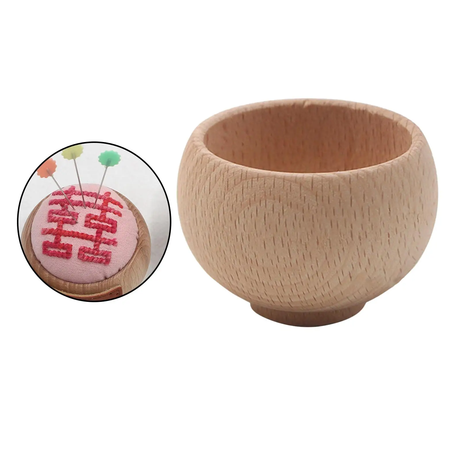 Sewing Holder DIY Holder Accessory Wooden Bowl Pin Pillow Handcraft