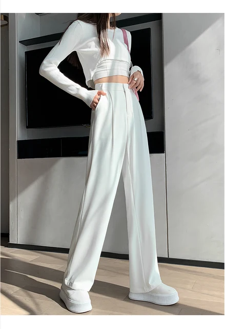 The Drop Pantalon Plissé Taille Haute Blanc Hiver Pour Femme, Par  @laurie_ferraro, Taille XXL : : Mode