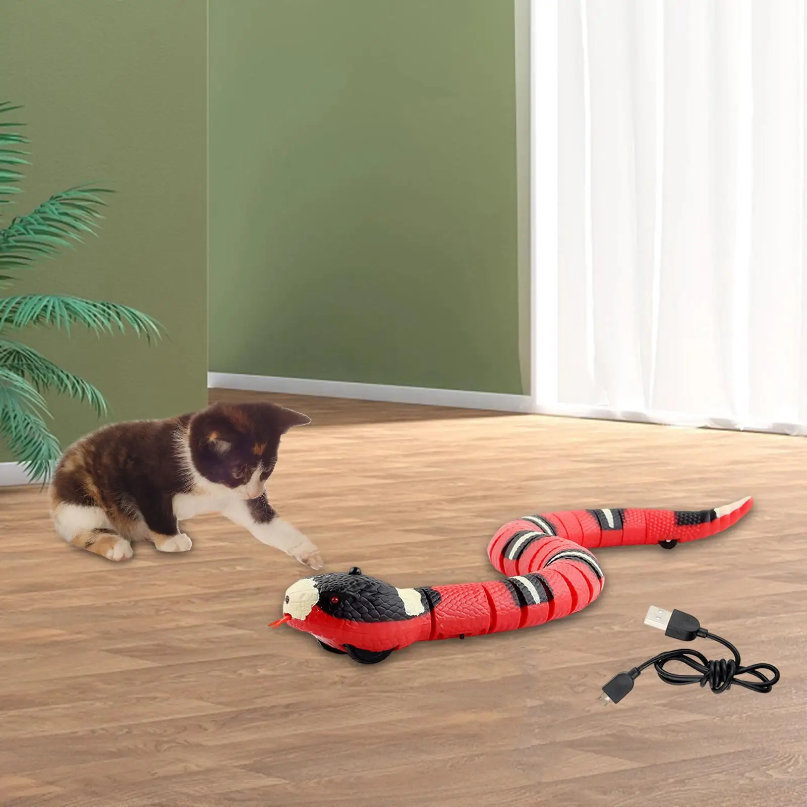 Smart Sensing Snake USB Rechargeable Electric Snake Toy Pet Game for Kids Toys Boys Gift April Fools Practical Jokes