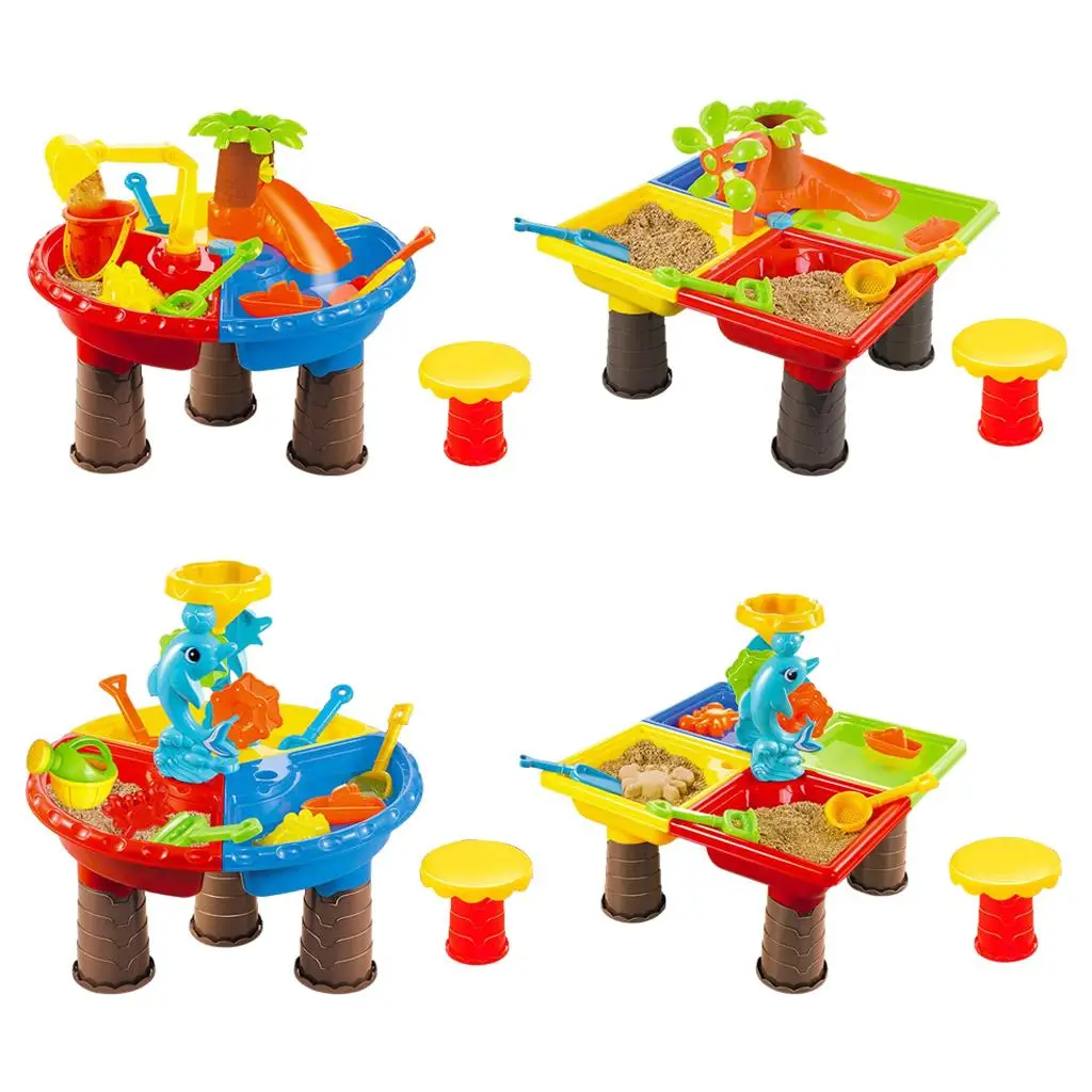 Sand Table for Kids Playset Beach Swimming Play Toys 21 Pcs Accessories Garden Bathtub Sandpit for Kids Ages 3+