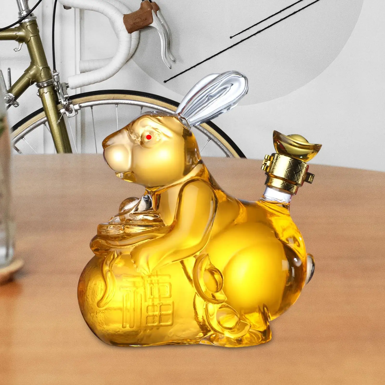 Rabbit Decanter with Stopper Hand Blown Transparent for Vodka Office