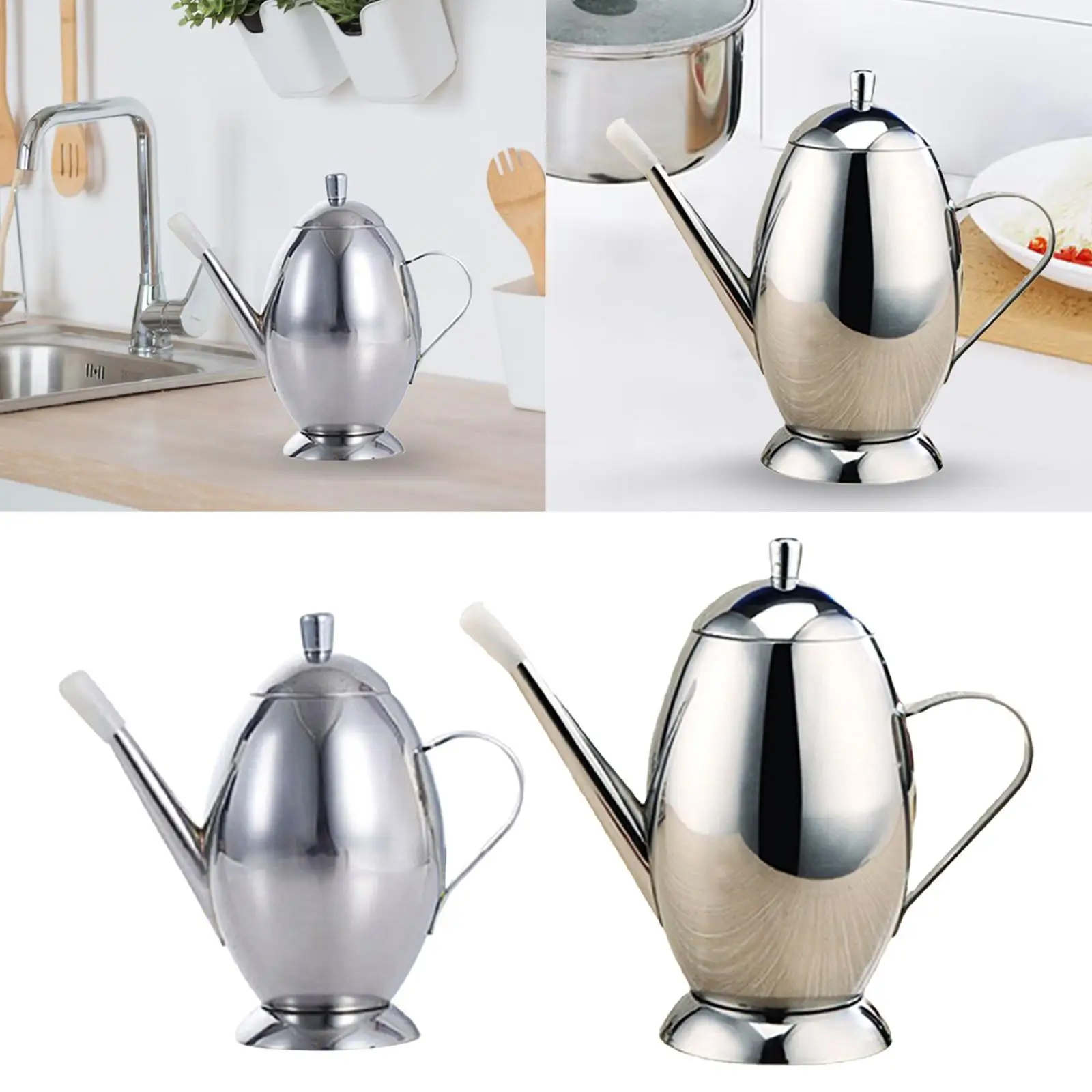 Stainless Steel Oil Pot Dispenser Storage oil Bottle Oil Storage Container Oil Bottle for Camping Cooking Kitchen Home
