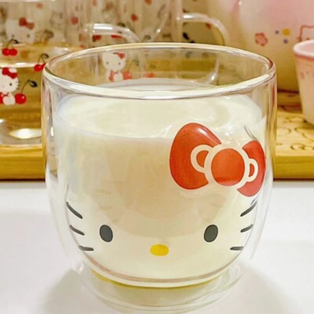 280ml Hello Kitty Glass Mug Kawaii Double Wall Coffee Mugs