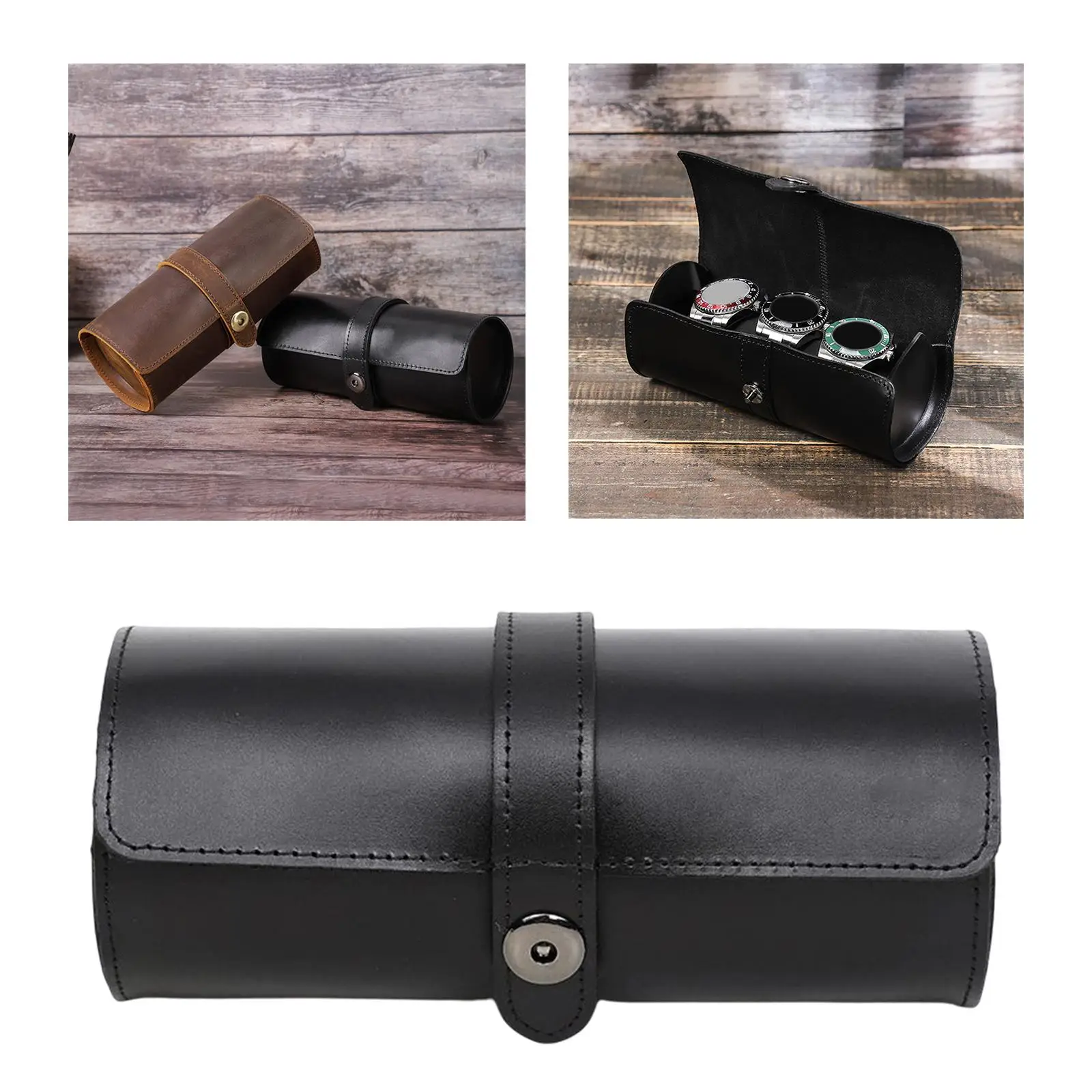 Watch Roll Travel Case PU Leather Jewelry Case Watch Holder Box Wrist Watch Container