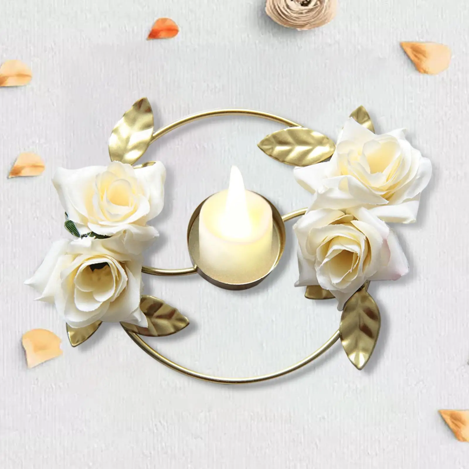Wreaths Candle Rings Simulated Rose Rustic Pillar Candle Rings for Home Decoration Wedding Bedroom Christmas Gathering