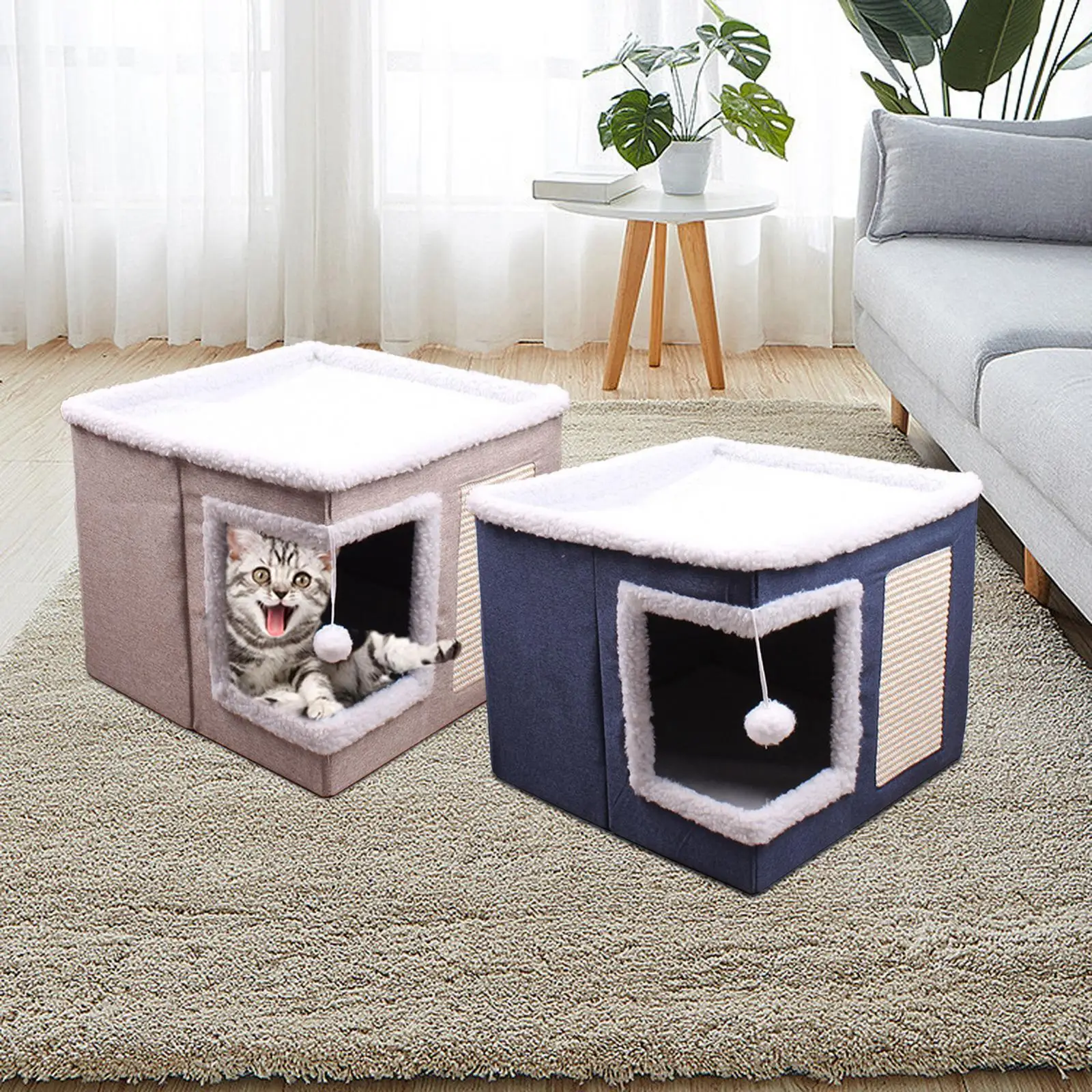 Cat Hideaway and Scratch Pad Large Kitty Cave for Small Animals Kitty Home