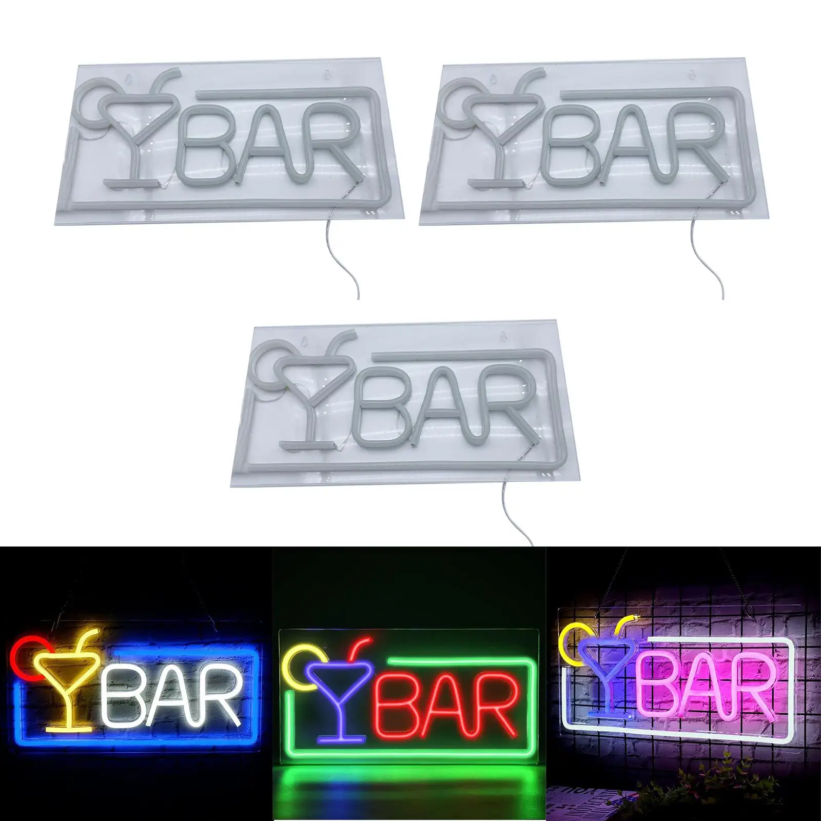Bar Sign Light, Wall Decoration Bar Advertising Light USB Powered Decorative Lighting for Indoor Holiday Restaurant Party Supply