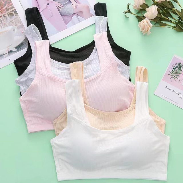 Cotton girl training bra girl development period no steel ring bra  comfortable sports vest underwear girl