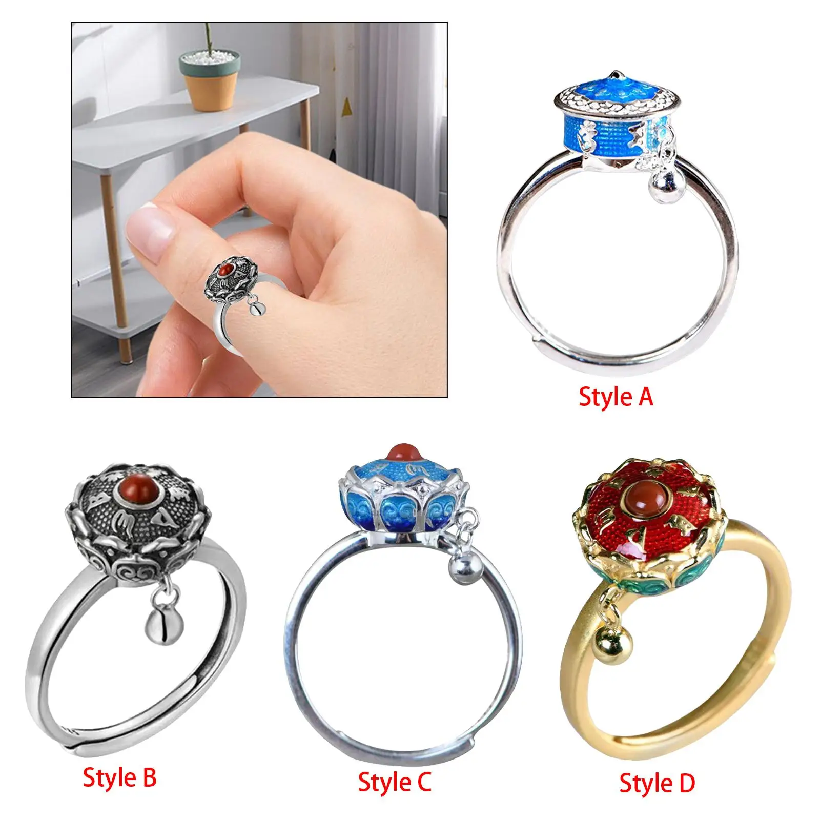 Rings Opening Rings Resizable vintage Gifts Rotatable Jewelry for Women Girls Valentine`S Day Birthday Anniversary