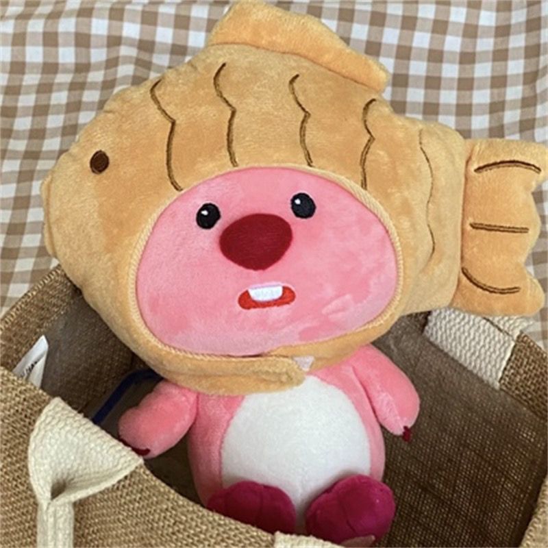 18cm Ins doll pink beaver Ruby loopy super cute detachable snapper hat to accompany sleeping plush toy birthday gift