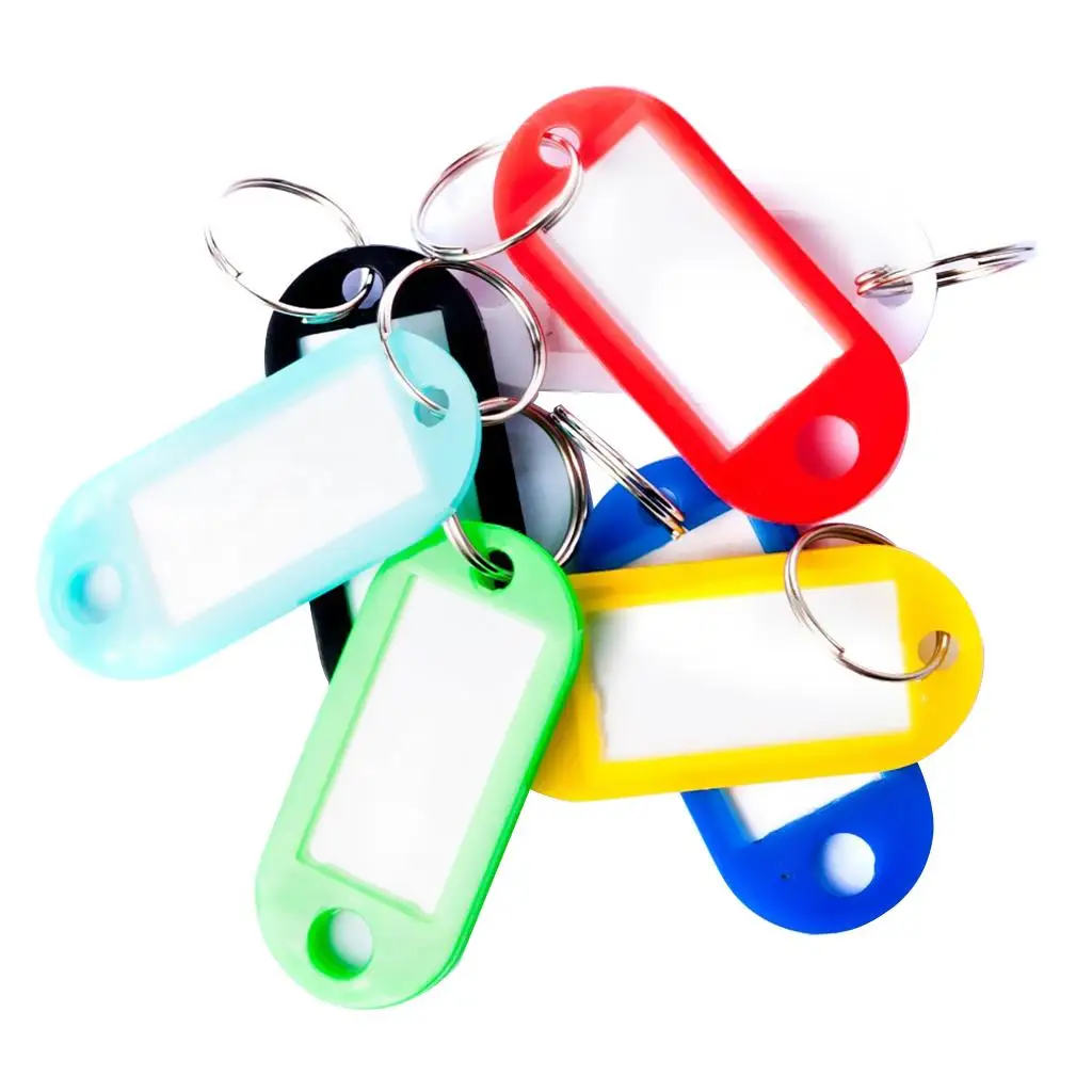 30x Assorted Colors Plastic Keychain Rings ID Luggage Name Tag