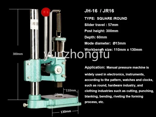 JM-32 Hand Press Machine Desktop Round /Square Head Punch Punching  Industrial Hand Press Small Manual Press Stroke 85mm