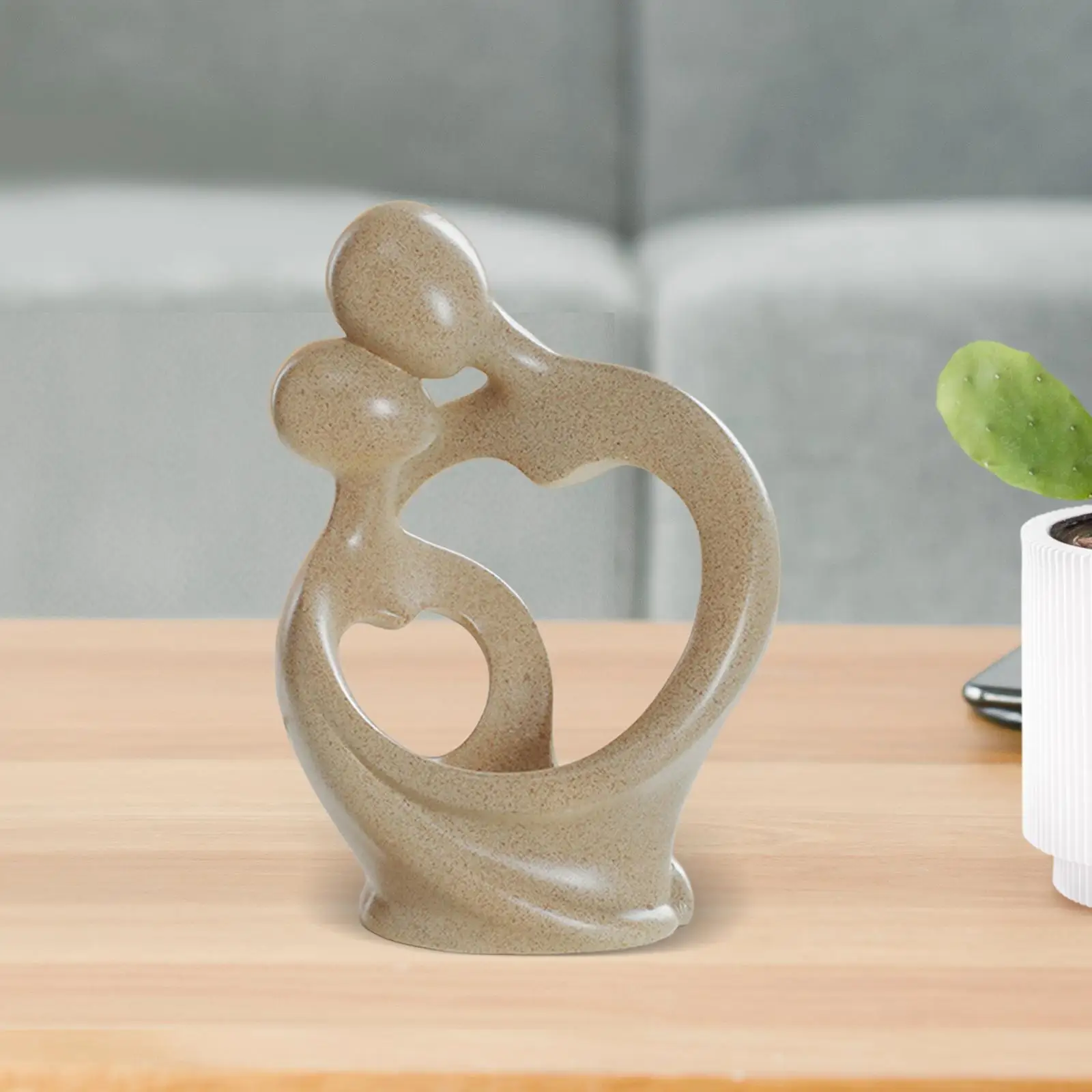 Couple Sculpture Handcraft Abstract Art Figurine for Living Room Shelf Decor