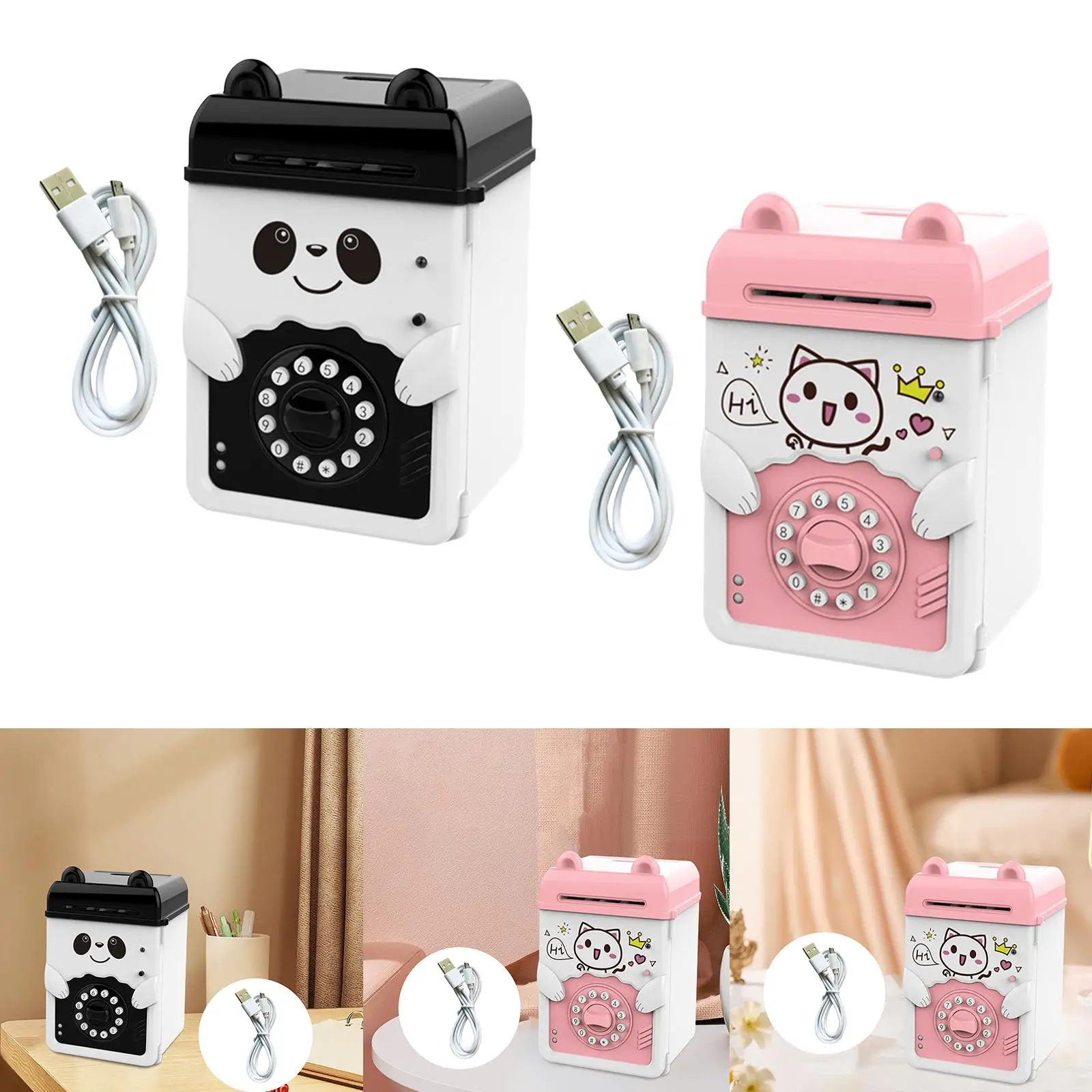 Children Piggy Bank for Kids with Password Setting Automatic Rechargeable Large Capacity Music Playing Gift Toy Durable