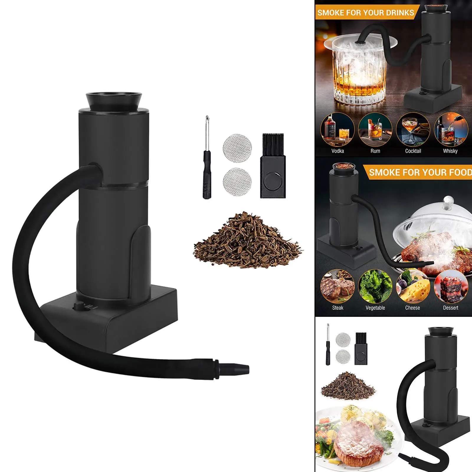 Smoke Infuser Food with Sawdust Detachable for Cocktails for Steak