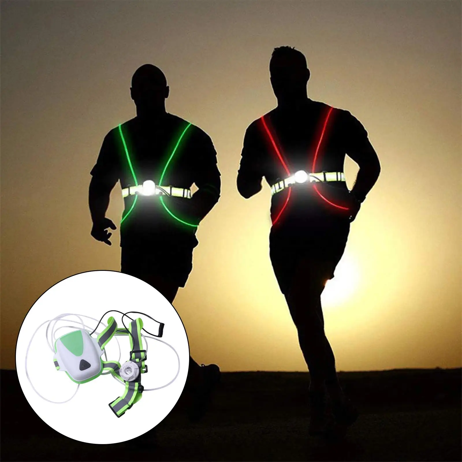 LED Reflective Running Vest High Visibility Warning LED Lights for Cycling