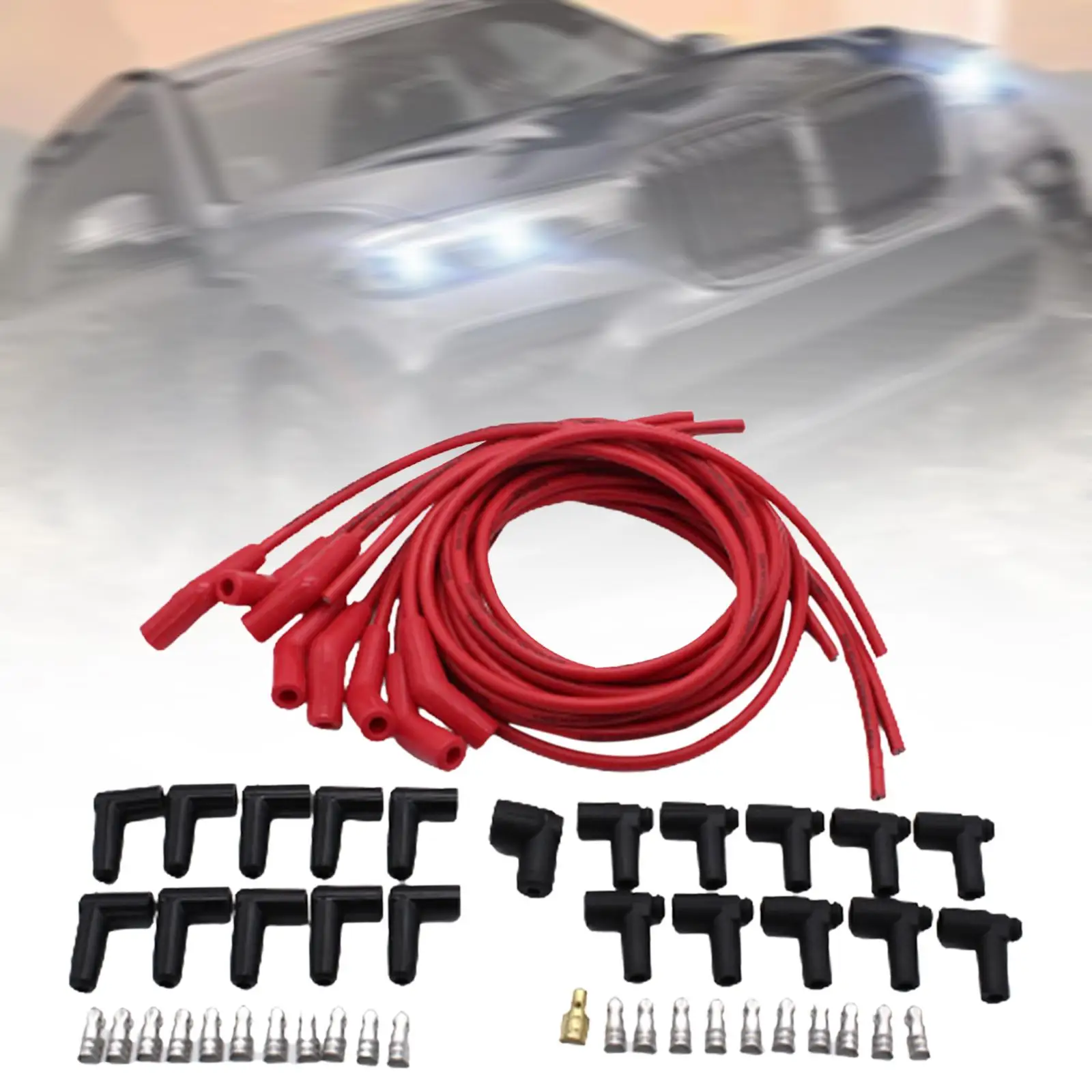 Spark Plug Wire Set Spare Parts Premium Durable Replaces Universal with 45/135 Spark Plug Boot High Performance for Ford