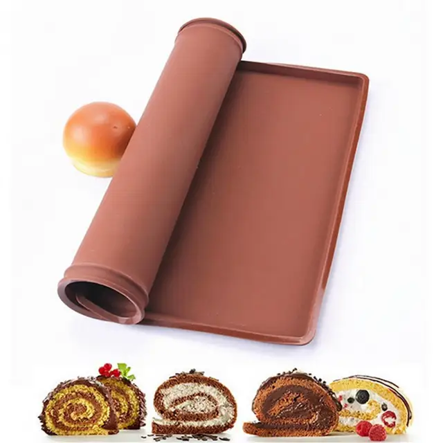 Silicone Baking mould - Corrugated Square baking pan - high temperature  resistant cake mould - Cake Roll silicone high temperature resistant  non-stick Swiss Roll baking pan - Nougat cookie cookie baking pan