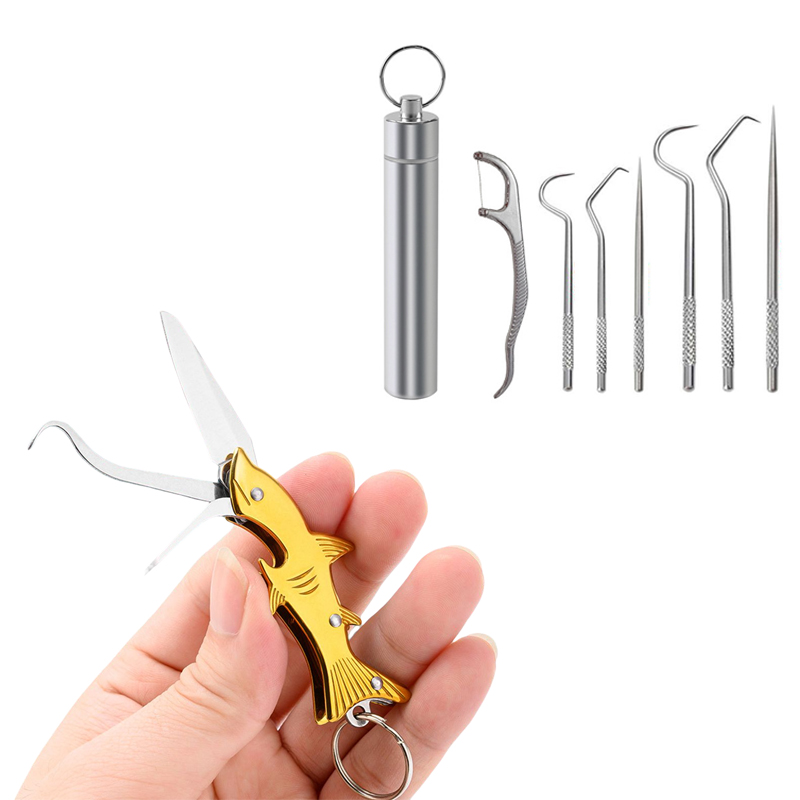 Best of Multi-function Dental Floss Pick Reusable Stainless Steel Toothpick Set Storage Tube Knife Bottle Opener Flossing Tool Keychain Reviews & Tips