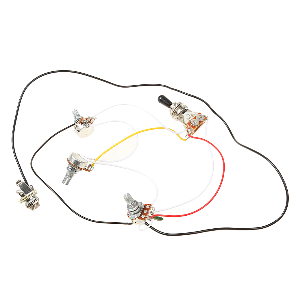 Electric Guitar Wiring Harness Kit 3 Way Toggle Switch 2 Volume 1 500K Electric Guitar Wiring Harness Kit 3 Way Toggle Switch 2 Volume 1 500K