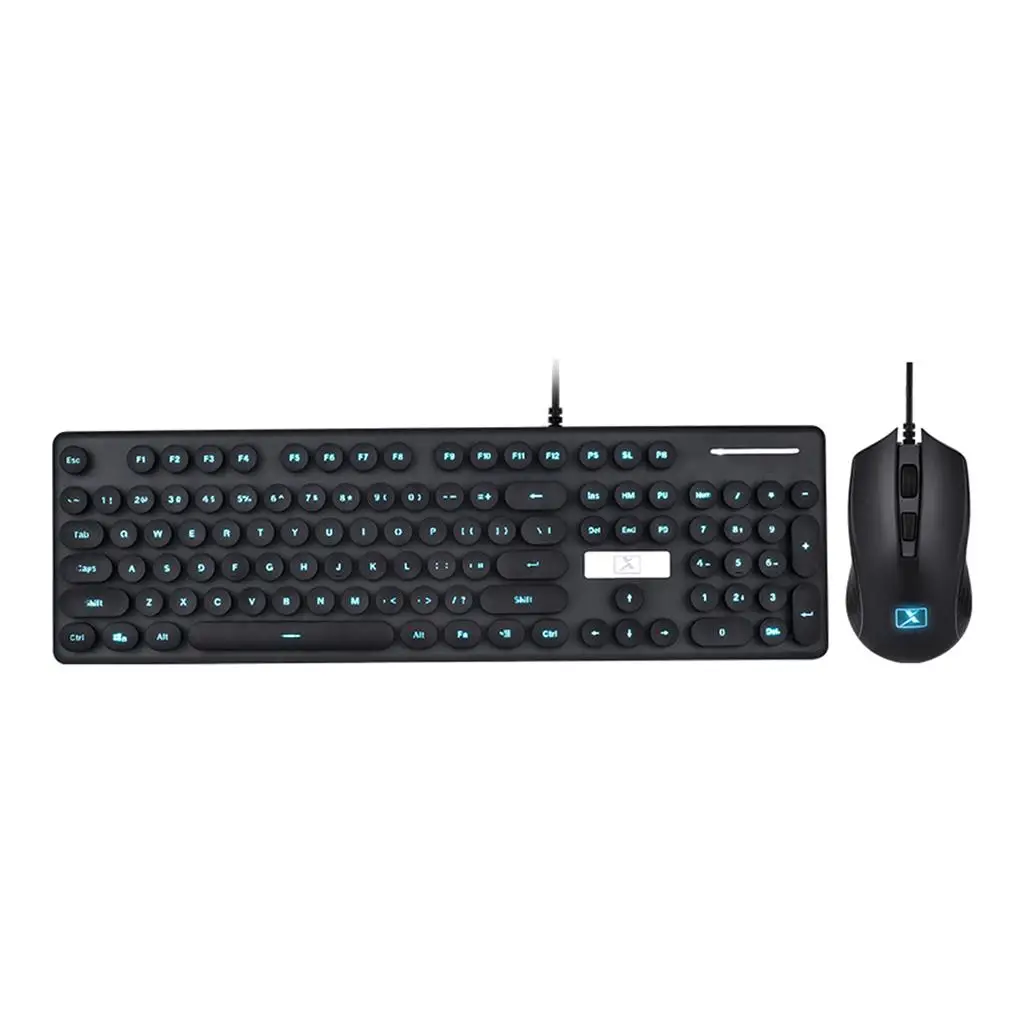 Retro 520  USB Mechanical Keyboard Mouse Set Round Key Full-Size -