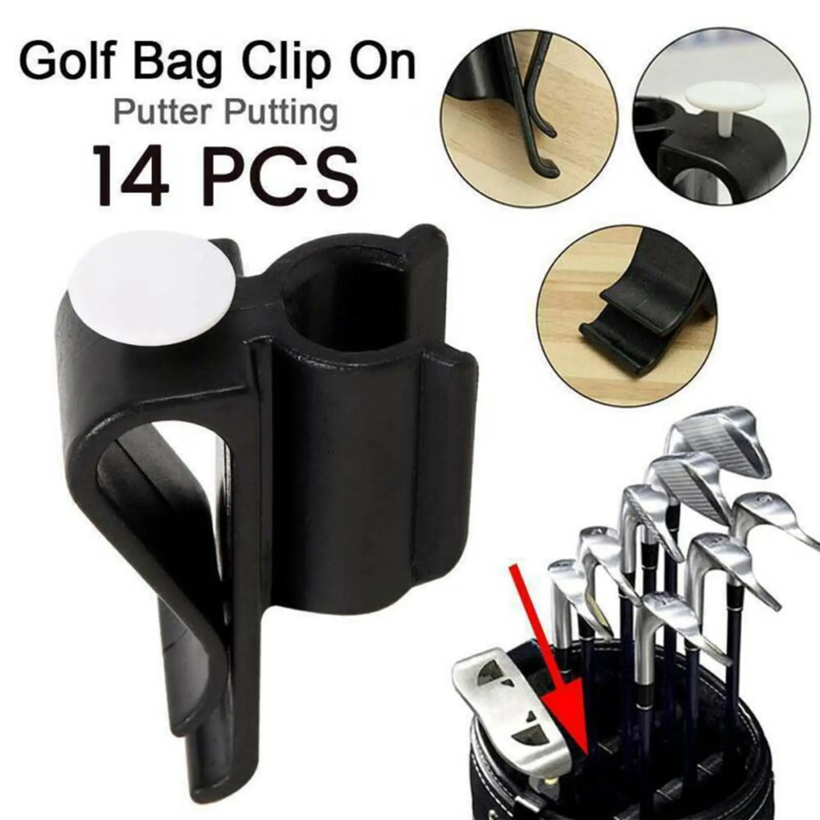 14pcs Sports Outdoor Portable Practical Clip On Fixed Putter Clamp Buckle Ball Marker Golf Bag Holder Club Grips Organizer