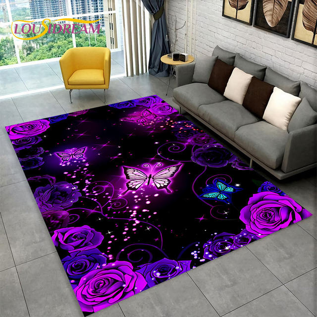 Dream Butterfly Flower Area Rug Large,Carpet Rug for Home Living
