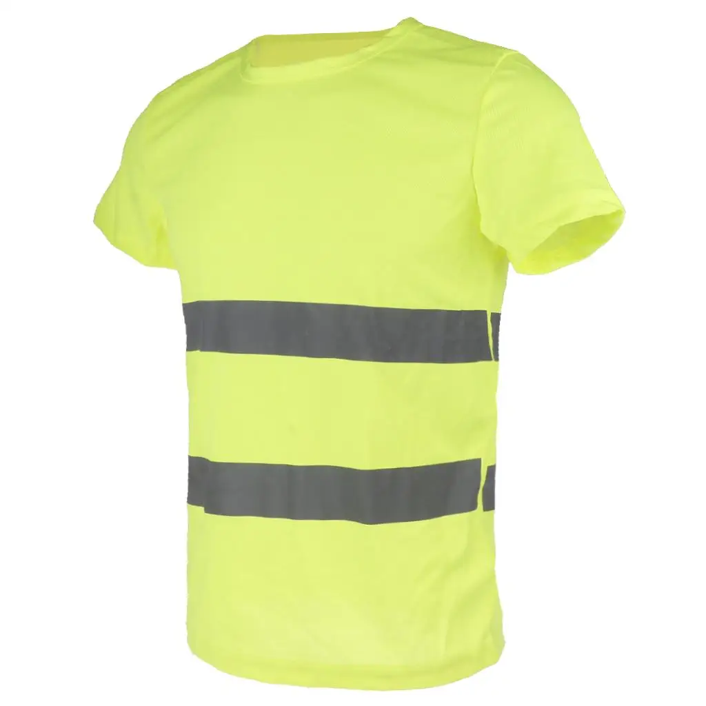 High Visibility Reflective T Shirt Reflective Safety Clothing Quick Dry Reflective Shirt Night Work T-shirt Short Sleeve L-XXXL