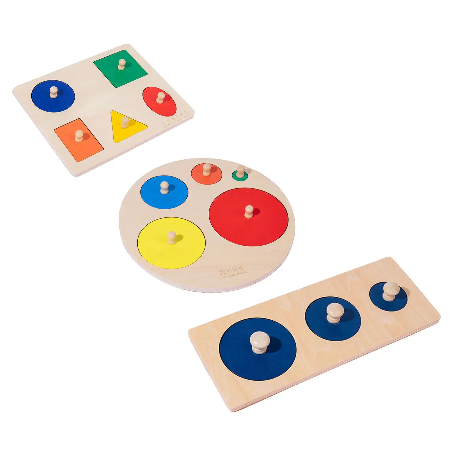 Wood Knob Puzzle Peg Board Sensory Toy Montessori Shape Puzzles Memory Games Early Learning Grasp Board for Game Teaching Indoor