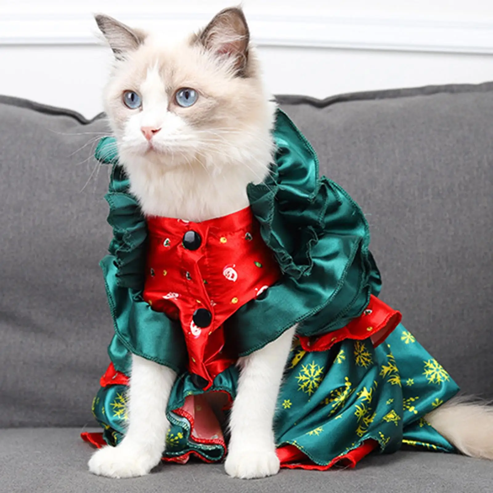 Dog Cat Christmas Costume Party Cosplay Dress Holiday Decoration Xmas Apparel Clothes Xmas Tree Costume Dress for Cats Dogs