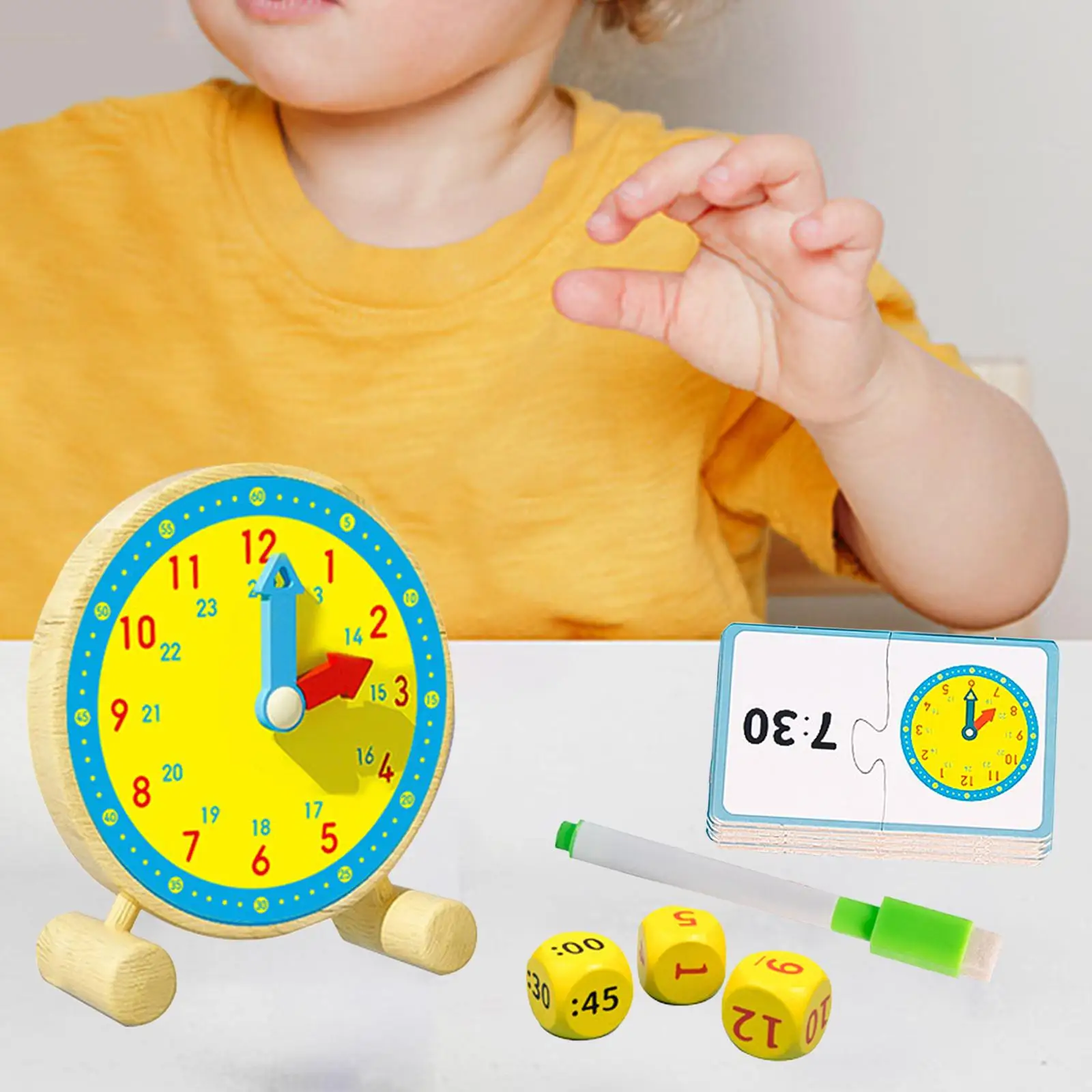 Montessori Clock Learning Toy Telling Time Early Learning Education Toy Hour Minute Second Cognition for Boy