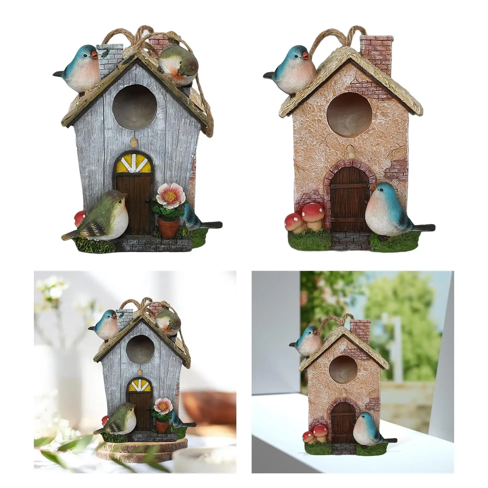 Hanging Bird House Cozy Resting Place Bird Cage Roosting Shelter Bird Nest Hand Painted Bird Hut for Outdoor Window Lawn Outside