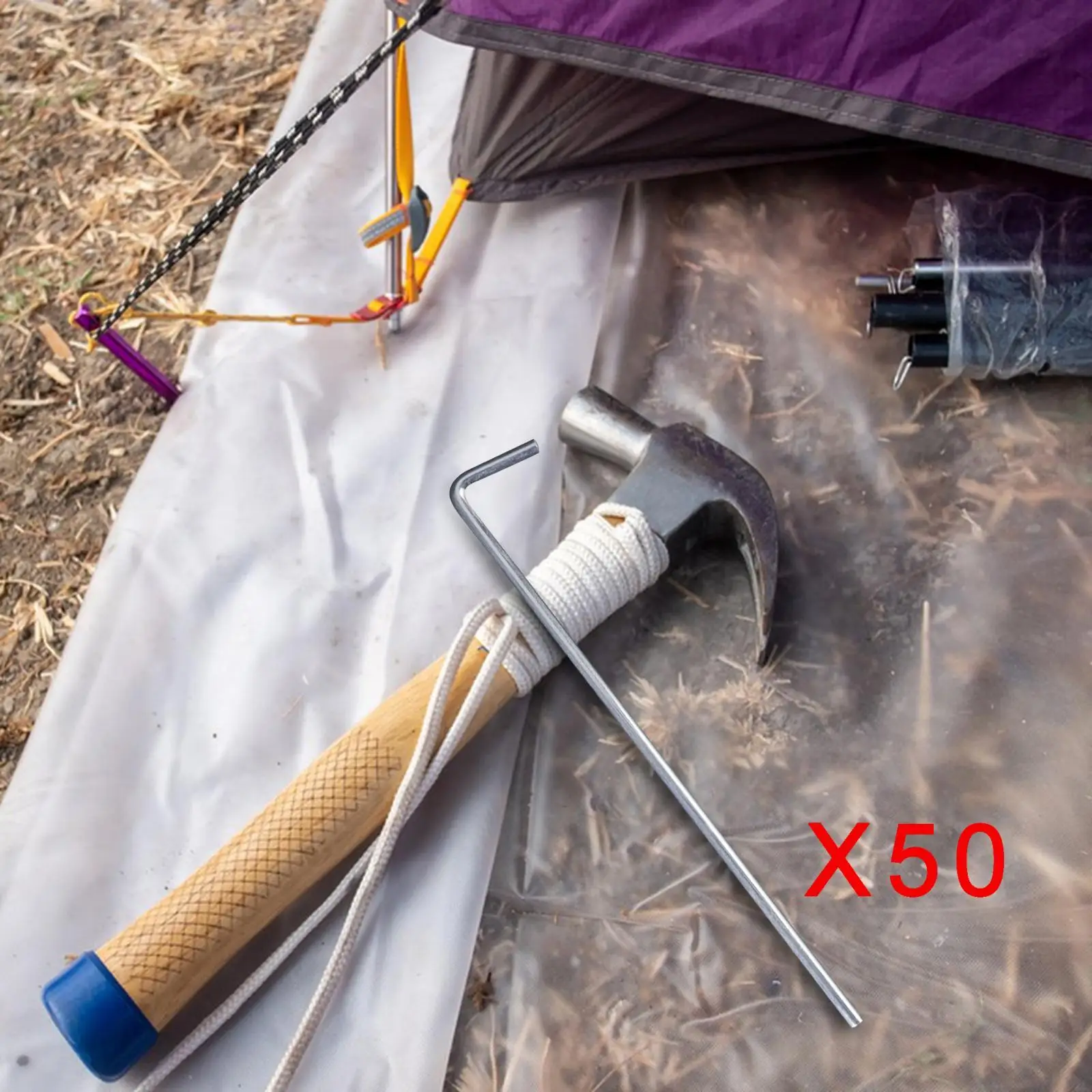 50Pcs Tent Pegs 20cm Garden Stakes Nails Aluminum Alloy Accessory Heavy Duty