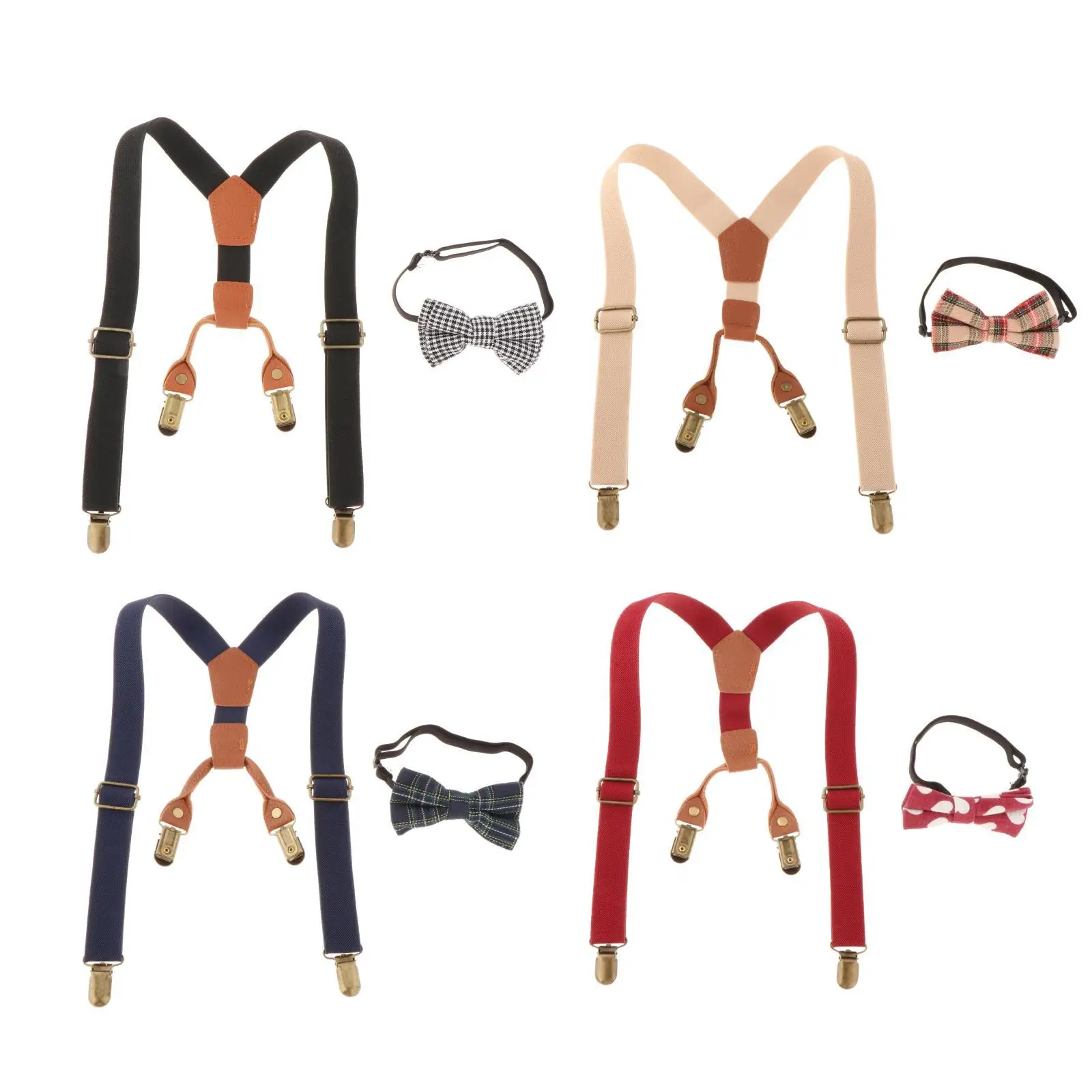 Kids Suspenders and Bow ,  Y Shaped Elastic 1 inch Wide Adjustable  for Toddlers, Boys and Girls, Children, Kids