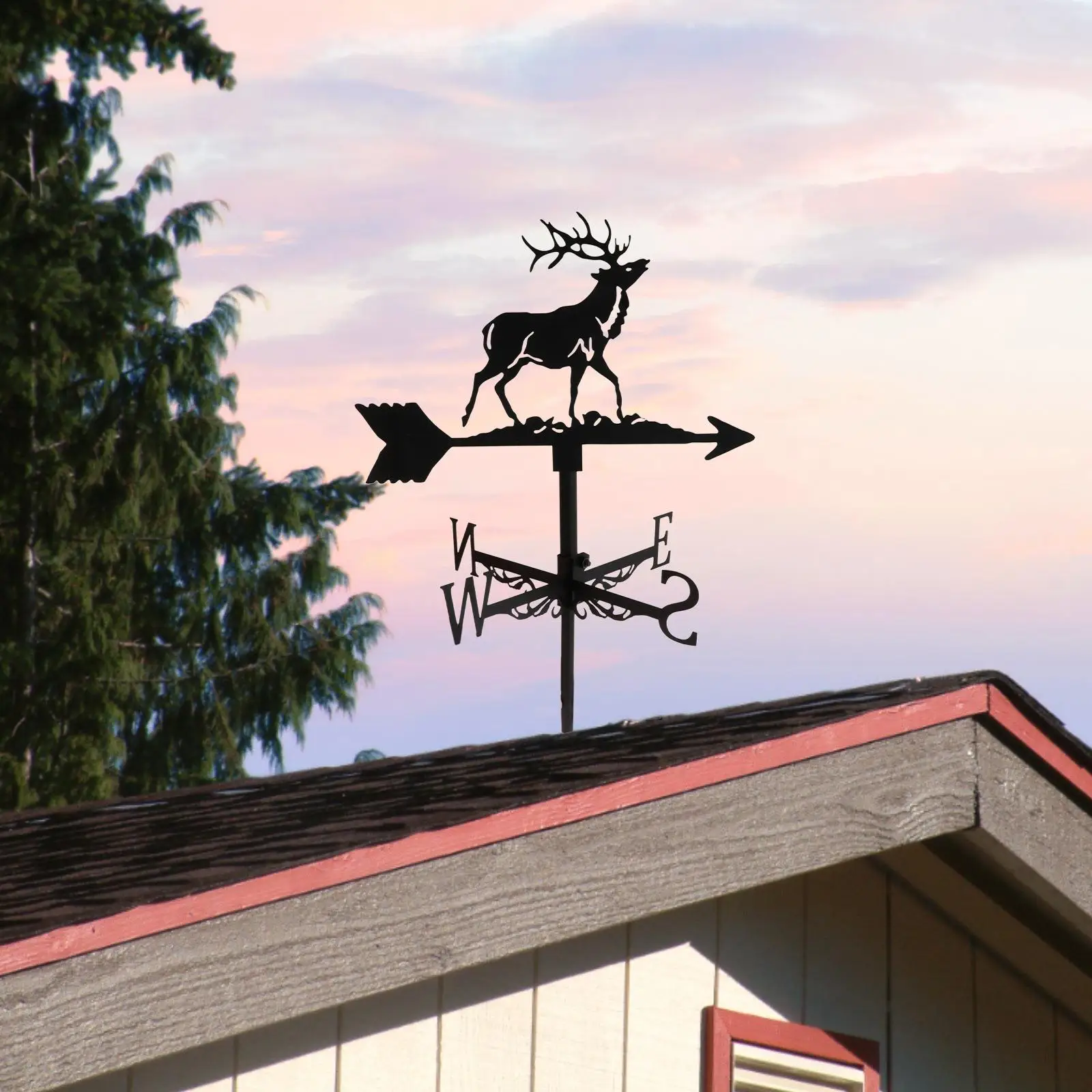 Buck Shape Weathervane Roofs Weather Vane for Backyard Durable Easy Assemble Decorative Sculpture Outdoor Metal Bracket Decor