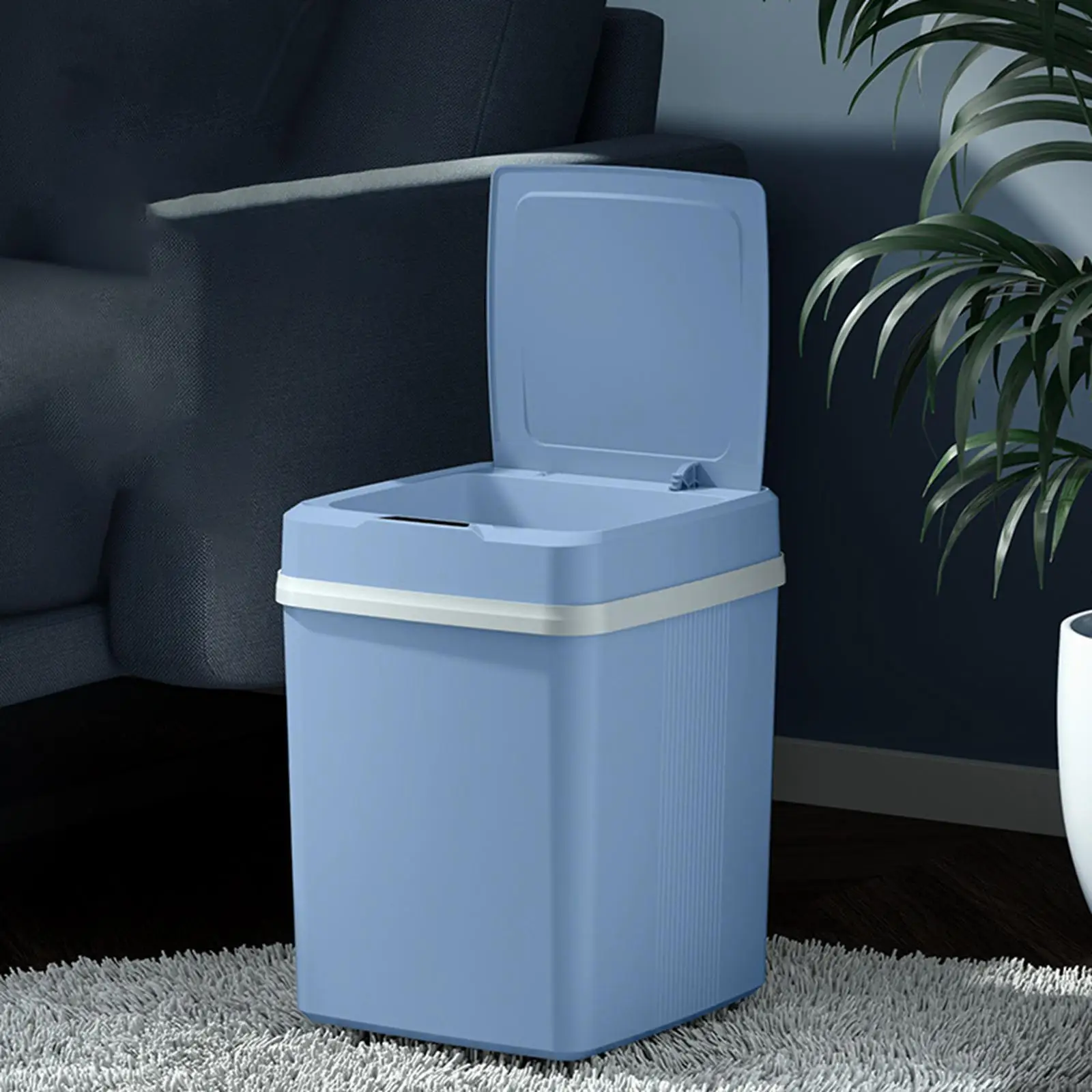 Waterproof Intelligent Garbage Bin with Lid Battery Operated 12L Motion Sensor Trash Can Household Dustbin for Living Room