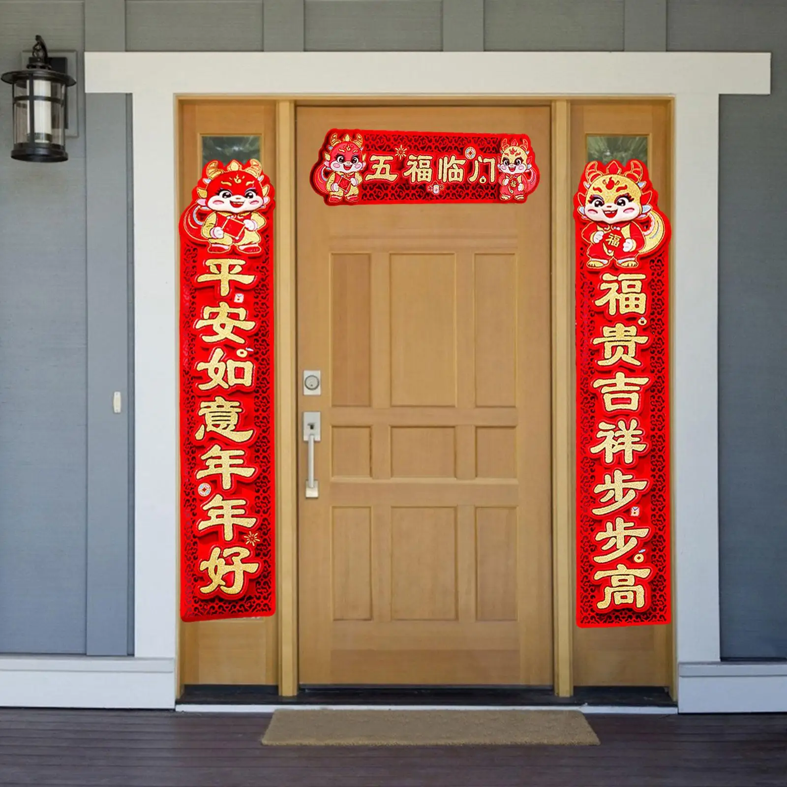 Chinese Dragon New Year Couplets with Banner Festival Party Supplies Lightweight Traditional Home Office Decor Door Decoration