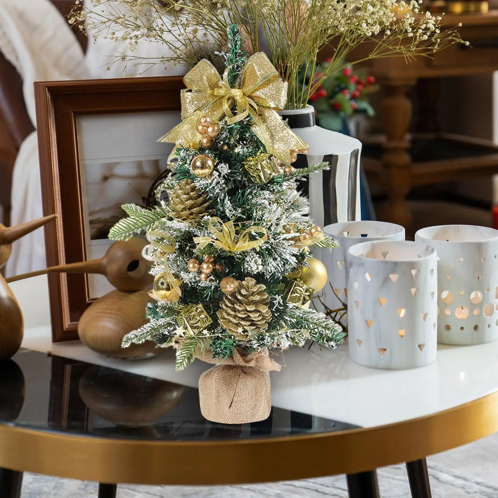 Table Christmas Tree Artificial Mini Christmas Tree for Shelf Holiday Office