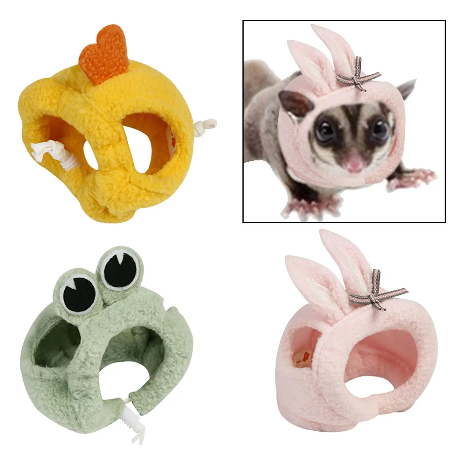 Small Animals Hat Adjustable Pet Hat Soft Plush Headwear Cute Headgear Hamster Hat for Ferret Squirrel Rats Holiday Party