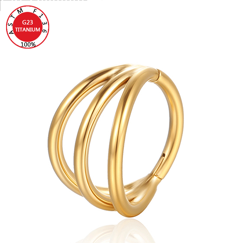 ASTM G23 Titan Triple Scharnier Knorpel Ohrring Helix Piercing Nasenring Septum Conch Clicker Hoop Stud Körperschmuck Trendy – Detail 12
