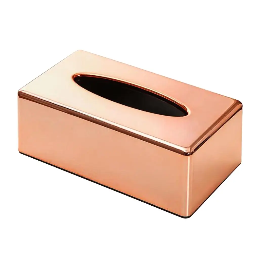 Office Car Tissue Box Napkin Holder Home Organizer Storage Case Rose Gold