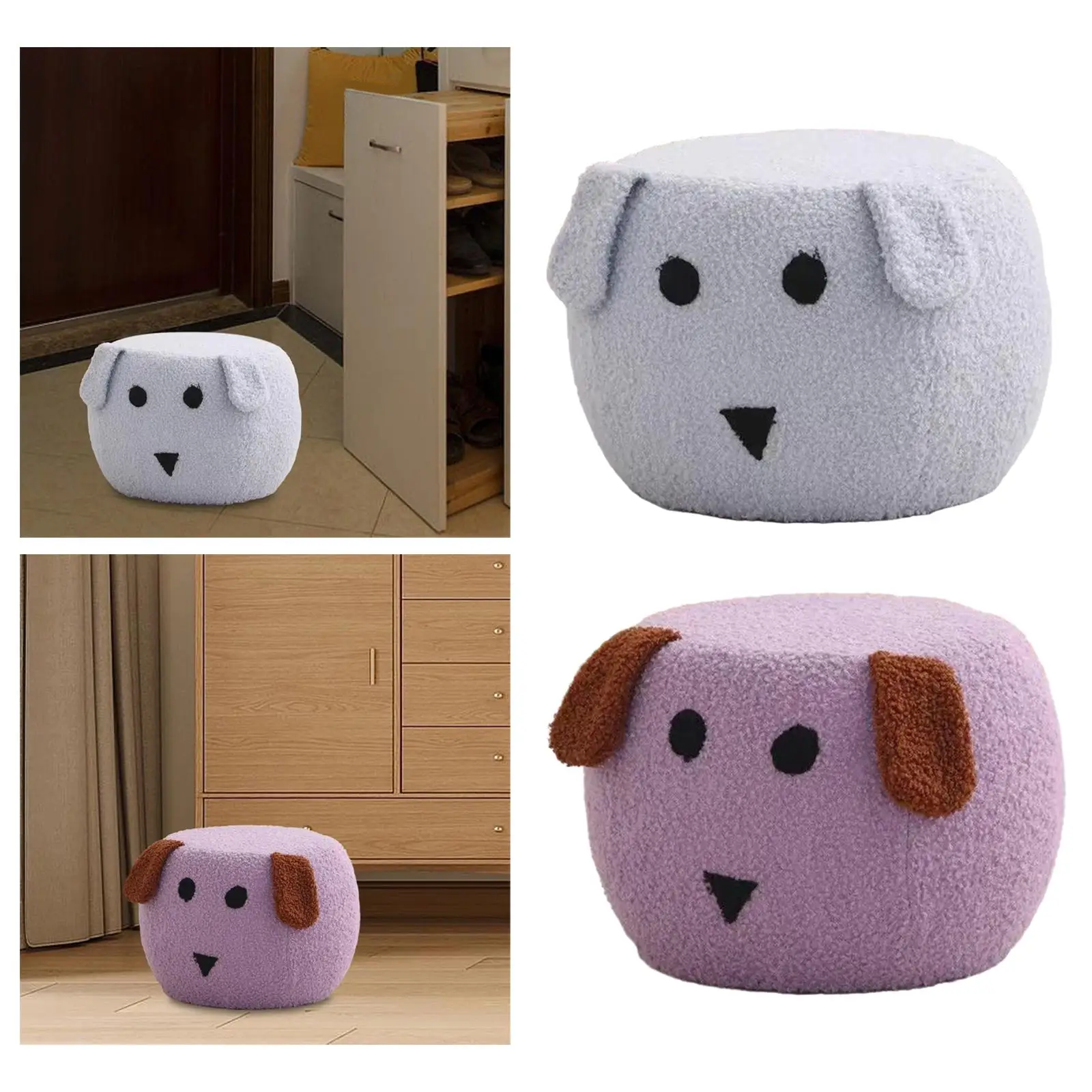 Small Footstool Cute Dog Shape Footrest Stool Creative Stool Padded Seat Ottomans for Living Room Office Home Nursery Bedside