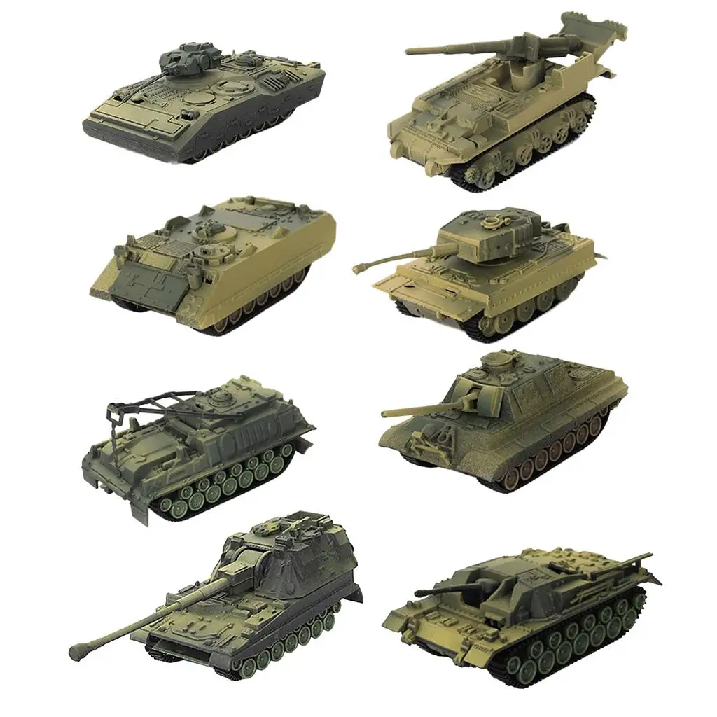 8 Pieces 4D Modern Tank Model 1:72 Heavy Tank Sand Table Model Wargame Game Diorama Scenery Layout Accessory