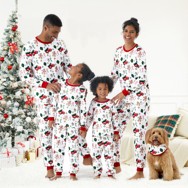Pyjama Une-pièce De Noël Pour Couple/famille - Imprimés Festifs (rennes, Sapins) - Tissu Doux Et Respirant - 3