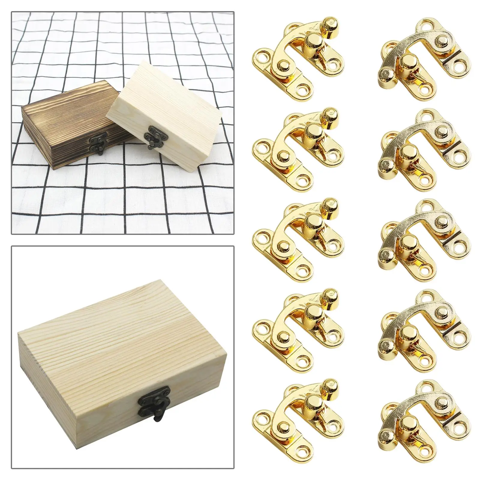 10x  Hasp Horn Lock Latch Buckle Clasp Latch  Left Right Toggle Hardware for Toolbox Suitcase Wood Jewelry Box Decoration