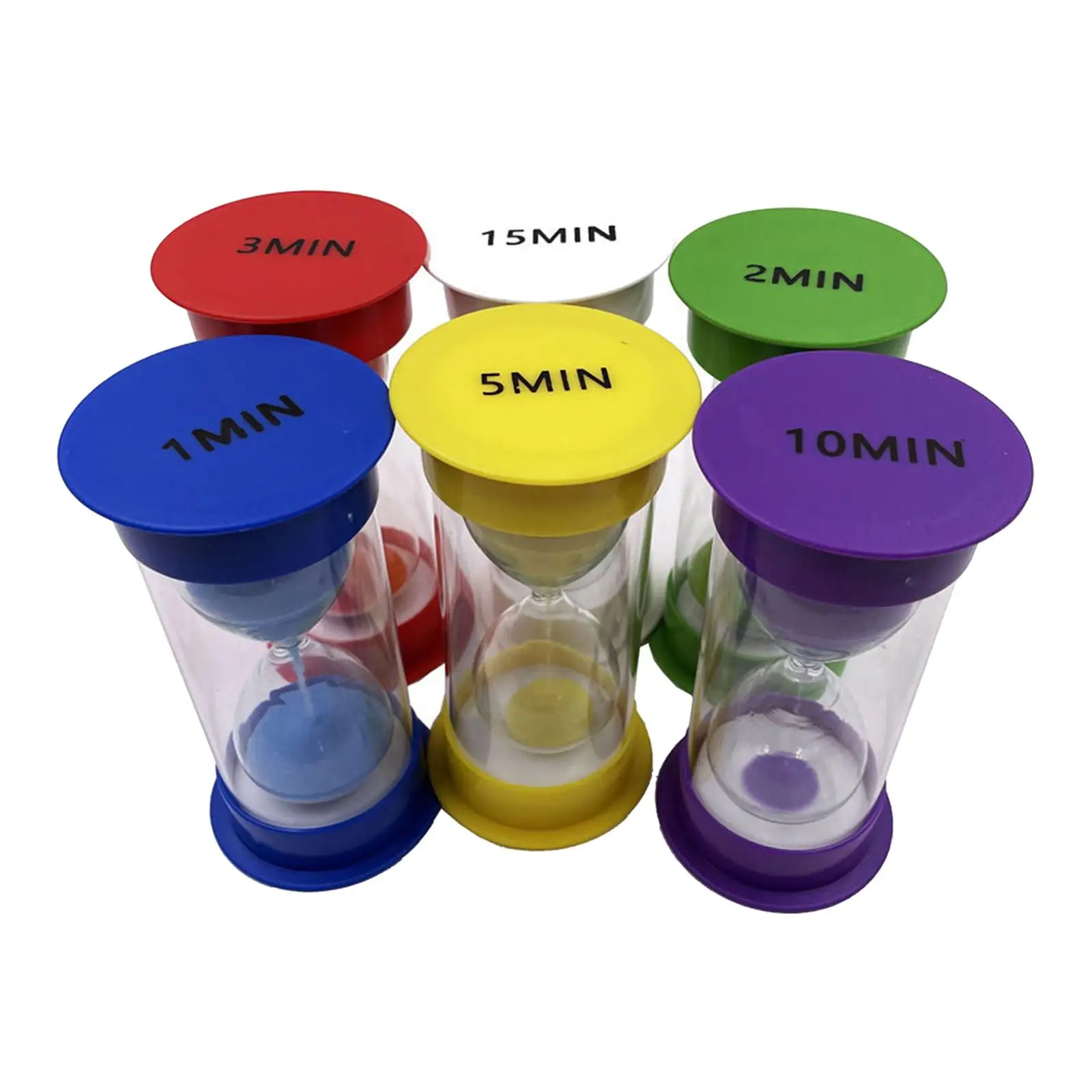 6x Sandglass Timer Colorful Portable Visual Sand Clock Timer Sand Hourglass Timer for Room Reading Restaurant Cooking