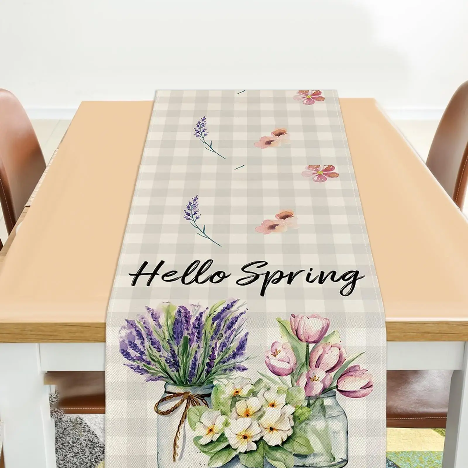 Seasonal Spring Burlap Table Runners Linen Decorative Party Favor for Dining