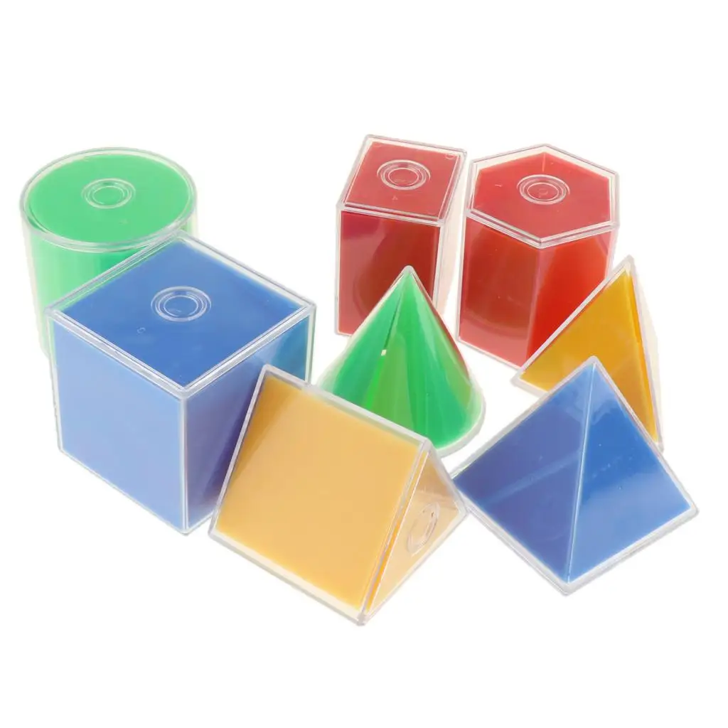 8x Transparent Geometric Solids Detachable Geometry  Set for Kids